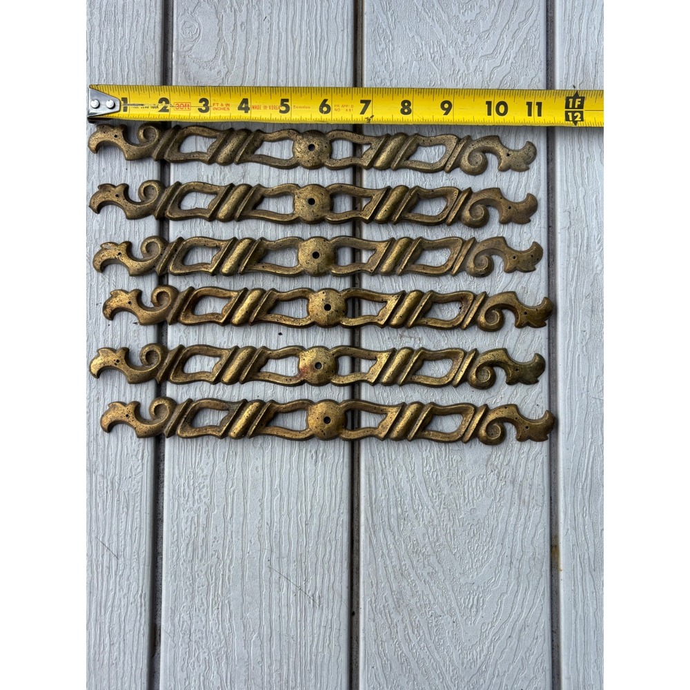 Vintage Keeler Brass Co KBC N 5978 200 Drawer Pull Backplates Set of 6 Gold Tone